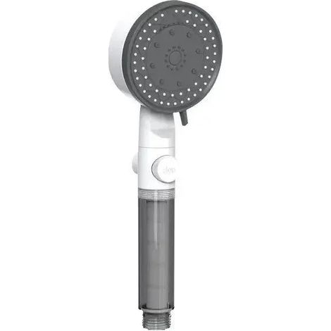 Pommeau de douche haute pression réglable (blanc) avec purificateur d'eau, arrêt automatique portable par simple pression d'un bouton, accessoire de salle de bain (1/5)