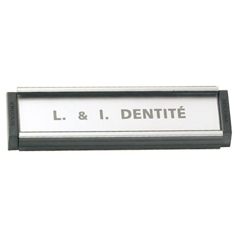 Portaetichette SOCONA - 93 x 26 mm - nero con filettatura argento - PA
