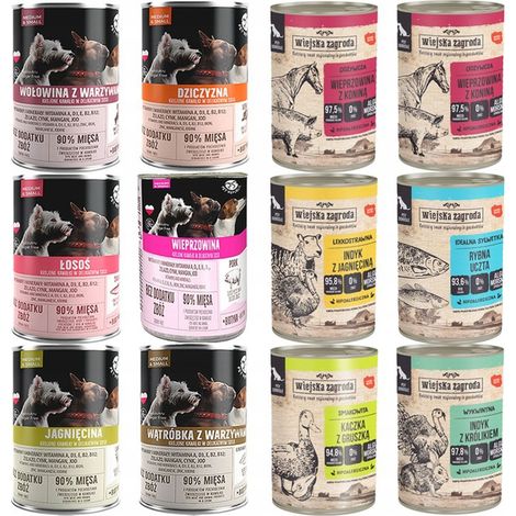 WIEJSKA ZAGRODA PET REPUBLIC Nassfutter für Hunde, Geschmacksmix, 12 x 400 g