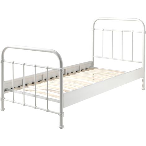 Lit 1 personne 90x200 cm blanc - NOIDA (1/3)