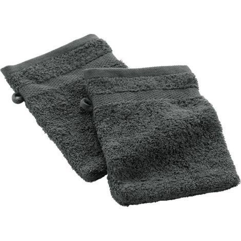 Lot de 2 Gants de Toilette "Elegance" 15x21cm Anthracite (1/5)