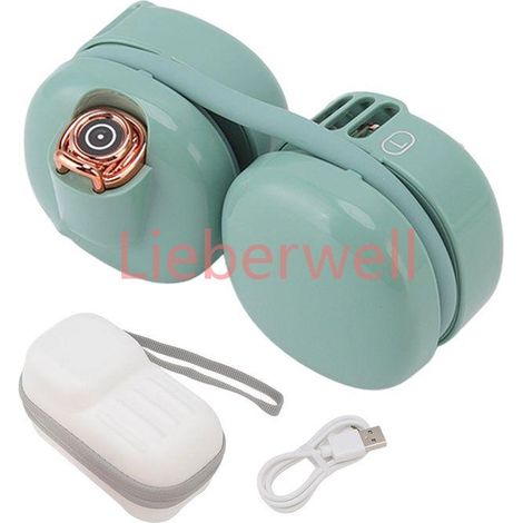 Ventilateur de cou USB à double ventilateur, grand débit d'air, léger et pliable, idéal pour les voyages et l'extérieur. Vert. (1/5)