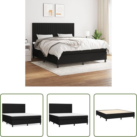 Matelas à ressorts ensachés - Sommier à lattes de lit avec matelas Noir 160x200 cm Tissu (1/5)