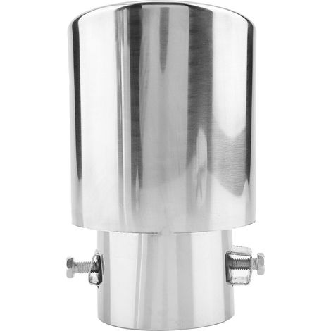 Bouche d'échappement universelle en acier inoxydable argenté brillant pour voiture (1/5)