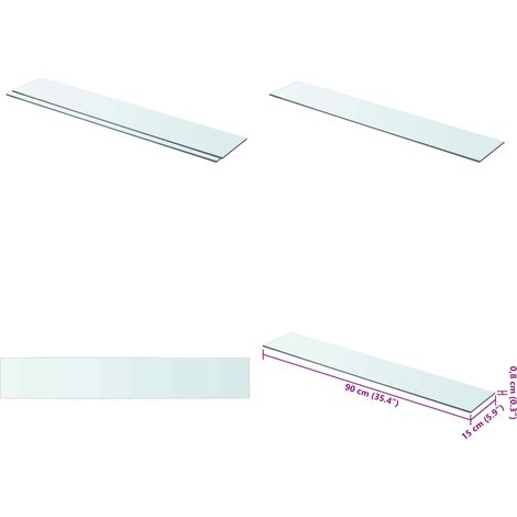 Panneaux d'étagère 2 pcs Verre Transparent 90 x 15 cm - Etagere Murale - Étagère Verre - Rangement Mural - Décoration Murale - Support Étagère - Home & Living (1/5)