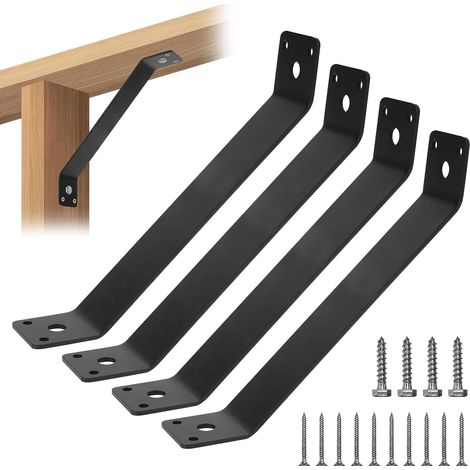 Équerres d'angle (lot de 4) - 18,5 cm - Montage intérieur - Équerres d'angle à 45° pour assemblage intérieur - Pour poteaux en bois, poutres, bordures de bureau, caissons, pergolas et kiosques - Kit d