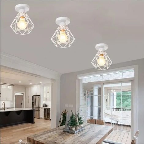 3PCS Plafonnier Industrielle en Métal Lampe Plafonnier Vintage Style Edison pour Couloir Salon Chambre (1/4)