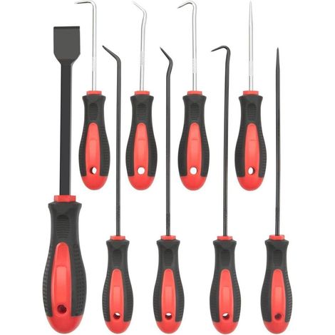 Hakenpickelset Chromvanadiumstahl Auto Schlauch Dichtung 9tlg rot (1/5)