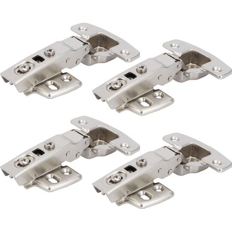 Lot de 4 charnières pour portes de placard de cuisine avec amortisseur, en acier laminé à froid Bisagra, bras droit, 11,5 x 7 x 2,5 cm (1/5)