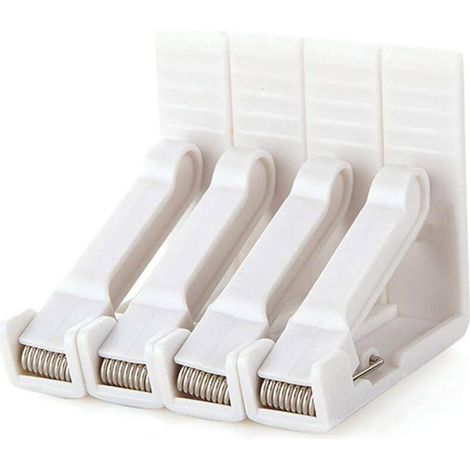 Pince spéciale 4 pinces à nappe en plastique blanc avec pinces réglables haute tension épaisseur de table environ 4,5 cm pinces de (1/5)