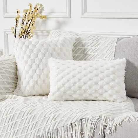 Taies d'oreiller - Lot de 2 - 40×40 cm - Ultra douces et confortables - Housses de coussin décoratives - Pour canapé, lit, salon - B (1/4)
