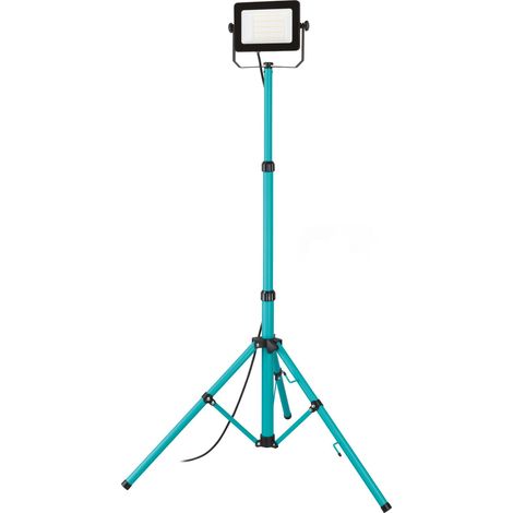 EGLO Baustrahler LED mit Stativ, Arbeitsleuchte höhenverstellbar aus Aluminium und Kunststoff, Arbeitsscheinwerfer in türkis und schwarz, Werkstattlampe schwenkbar, IP65, neutralweiß, 4500lm (1/5)