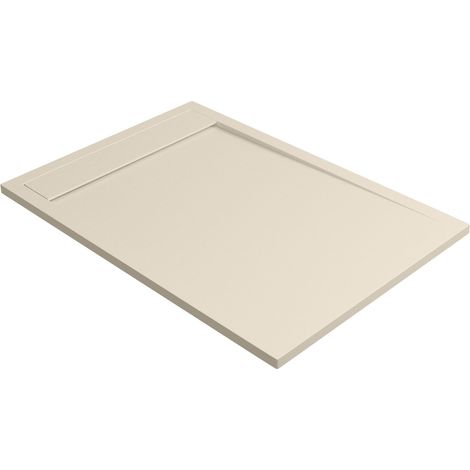 Receveur de douche 150x70 extra-plat Beige en résine minérale antidérapant effet ardoise - Magnus LAVABERG