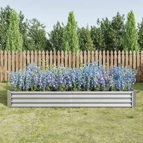 Hochbeet Metall Pflanzenbeet, Hochbeete für Garten aus robustem Stahlblech mit stabilem Design, Rostschutz und Langer Haltbarkeit, Hochbeet Bausatz ohne Boden, Ideal für Gemüse, Kräuter & Blumen Anthr