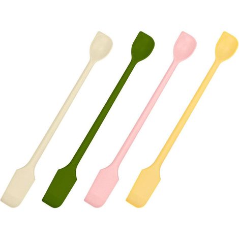Lot de 4 mini spatules en silicone, grattoirs à double tête pour petits contenants, pots de confiture