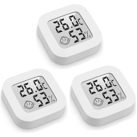 Thermomètre Hygrometre Intérieur, 3PCS Mini LCD Thermomètre Hygromètre Digital à Haute Précision, Thermomètre d'intérieur Exterieur Mural Pour Maison Pour Maison, Bureau, Chambre Bébé, Couveuse Cave (1/5)