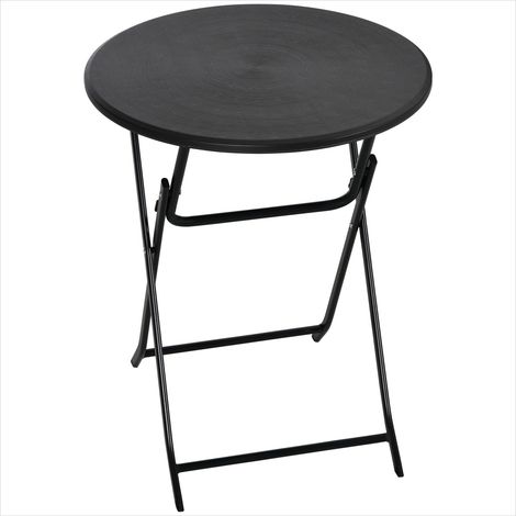 Table de jardin Acier ronde 60 cm pliante gris foncé (1/5)