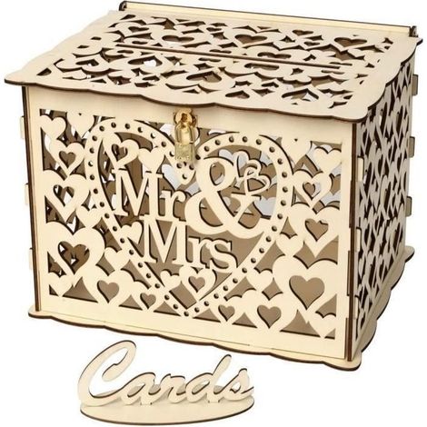 BoîteàCartesdeMariage avec Serrure Urne Mariage en Bois Boîte de Décoration de Mariage [454] (1/4)