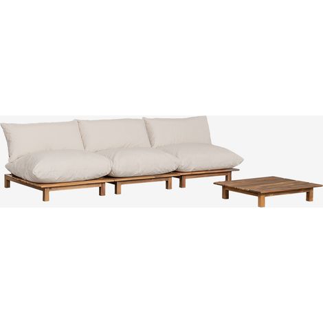 Set da giardino con divano modulare reclinabile a 3 pezzi e tavolino in legno di acacia Brina SKLUM (1/5)