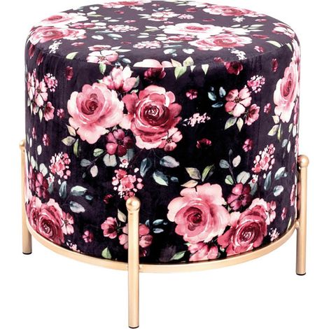 Tabouret coloris multicolore-or en MDF - H 40 x Ø 48 cm -PEGANE-