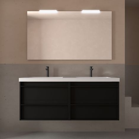 Möbel + Waschbecken ATTILA 1400 4 Schubladen BLACK SATIN (1/2)