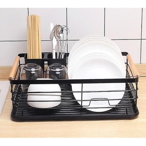 Dish Drainer With Drip Tray And Cutlery Collector Black 42x 30 X 15 Cm (1/5)