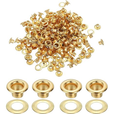 150 Pcs 2.8mm/1/8" OEillets Métalliques Outil Projet DIY Or (1/5)