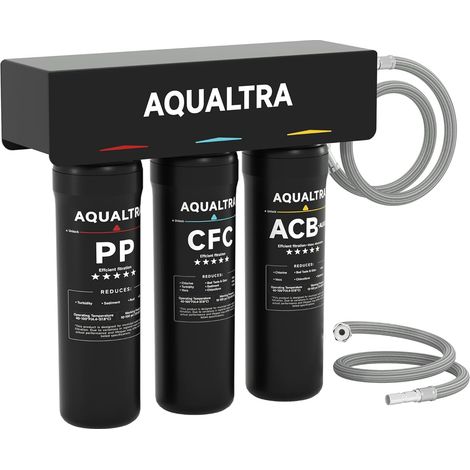 Système de filtration sous évier alcalin, 30000–121000 L, réduit les PFOA, PFOS, chlore, plomb, mercure, chloramine, fluorure, particules de microplastiques, mauvais goût et odeur (1/5)