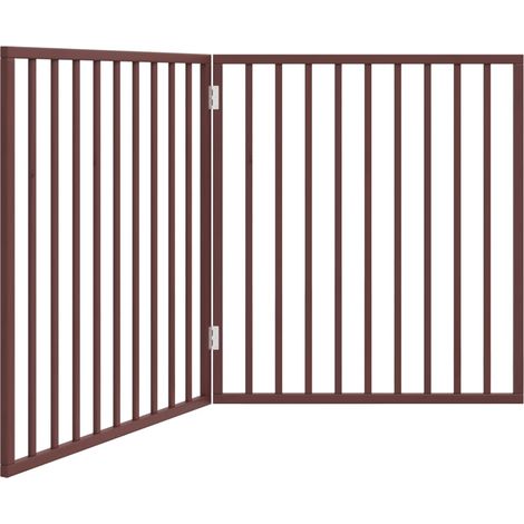 Barrière de sécurité pour chien animaux de compagnie pliable 2 panneaux 160 cm bois de peuplier marron (1/5)