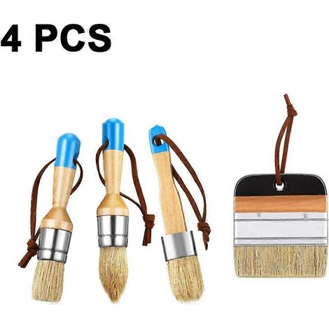 Pinceau professionnel pour peinture à la craie et à la cire, poils naturels pour une restauration facile des meubles, matériau durable pour une longue durée de vie, idéal pour (1/4)