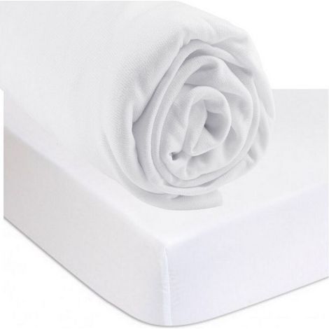 Drap housse 140x190 Blanc + Alèse Bambou Imperméable (1/4)