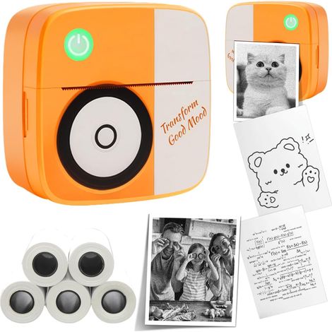 Mini stampante termica Bluetooth, stampante tascabile senza inchiostro compatibile con Android e iOS, etichettatrice Bluetooth in grado di stampare foto, disegni e codici QR (1/5)
