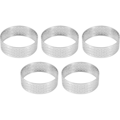 Anneau À Tarte - Acier Inoxydable - 6 Cm - Pour Desserts, Quiches, Mousses Et Cuisson En Stratification - Lot De 5 (1/4)
