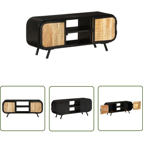 The Living Store TV-Schrank 110x30x45 cm Raues Mangoholz - Industrieller TV-Schrank - Mangoholz Schrank - TV Stand - Regal Mit Schubladen - Wohnzimmerschrank (1/5)