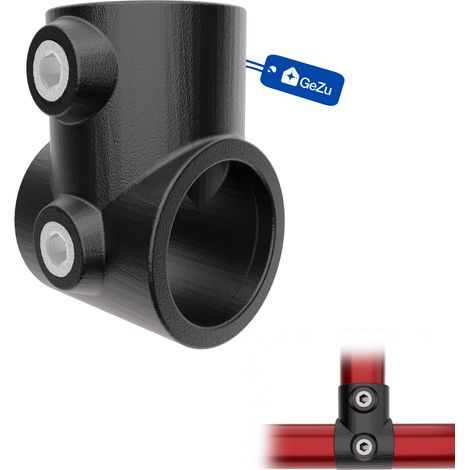 Té court Ø42 mm galvanisé à chaud noir – raccord tubulaire en T collier de tube connecteur pour assemblages – Raccord ubulaire croix, kee klamp, connecteur voies – GeZu Impex (1/5)
