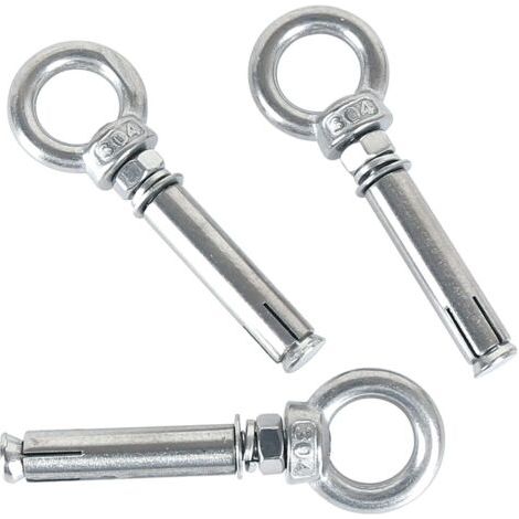 TAISHENGDA Boulons à Expansion M6 x 50mm Manchon en Acier Boulon à il 304 Inoxydable Expansion du Béton Ancrage Vis à Oeil Chevilles Boulons 5-Pack