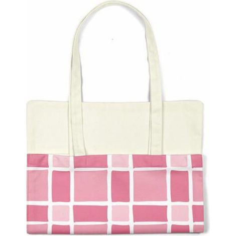 Sac Shopping - Coton - Rose - Anse Longue Porté Épaule - 34 x 40 cm - Réutilisable (1/4)