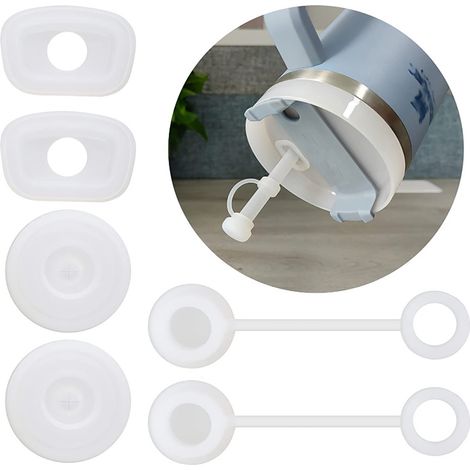 Bouchon carré anti-fuite Couvercle rond Bouchon anti-fuite Bouchon à paille en silicone Ensemble de bouchons Accessoires pour tasse et bouteille (1/5)