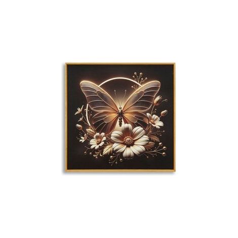 Impression sur toile avec éclairage led papillon laqué et cadre 50x4 x50 (1/5)