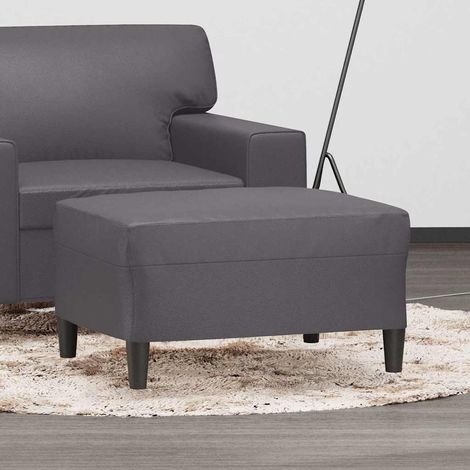 vidaXL Reposapiés de cuero sintético gris 70x55x41 cm (1/5)