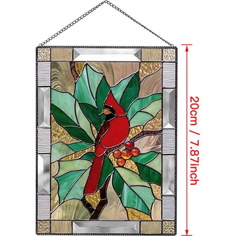 Panneau de vitrail Cardinal, fenêtre à suspendre au mur pour décoration murale (1/5)