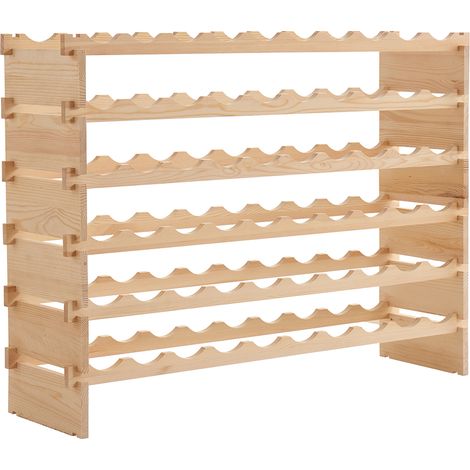 Botellero de Madera para 60 Botellas de Vino con 6 Niveles, Natural (1/5)