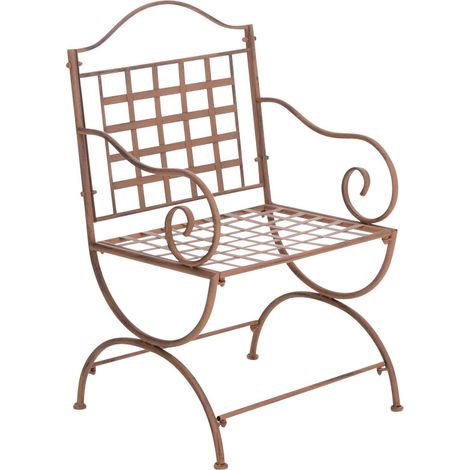 CLP – Chaise de jardin Lotta en métal – Hauteur d'assise 43 cm – Accoudoirs fixes – Dossier robuste pour confort extérieur (1/5)