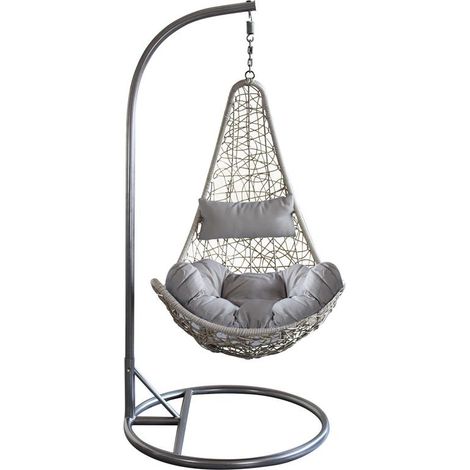 DONDOLO PONZA CON STRUTTURA IN ACCIAIO OPACO TORTORA E WICKER GRIGIO