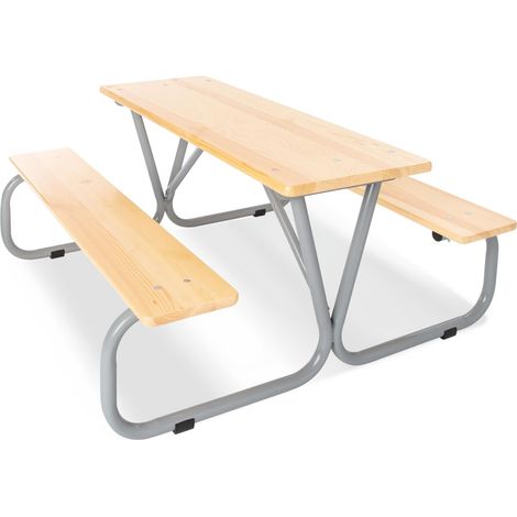 Ensemble de Tente à bière et Table de Pique-Nique, Ensemble de Table Trois en Un pour l'intérieur - l'extérieur, HxLxP : 110x110x53 cm, pin Massif laqué Gris, Table de Jardin, Gris (1/5)