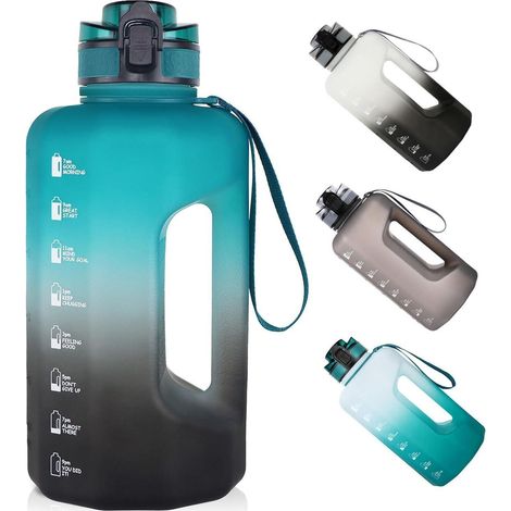 Trinkflasche 2.2 Liter BPA Frei Zeitmarkierungen Training Grün Schwarz (1/5)