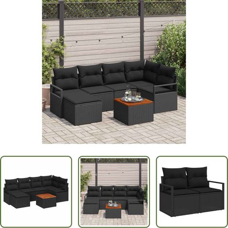 vidaXL Jardin - Ensemble de canapé de jardin avec stockage 7 pcs Noir polyrotin (1/5)