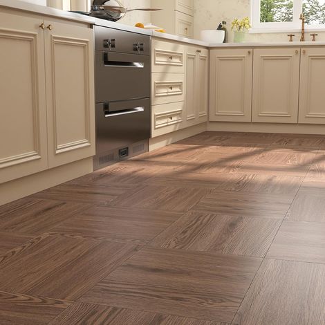 Dalle PVC Adhesive Sol Bois Marron Lino Sol Adhesif pour Chambre Cuisine Imperméable 30cmx30cm Épais Revêtements De Sols Autocollant Carrelage Effet Bois Vintage 3 Pièces (1/5)