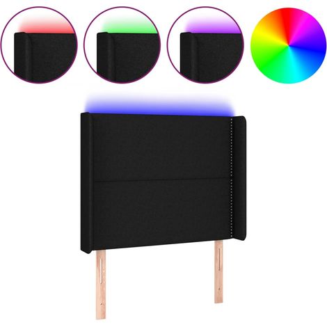 Maison Exclusive - Cabecero con LED de tela negro 103x16x118/128 (1/5)