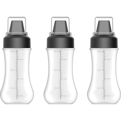 Bouteille À Seringue Pour Assaisonnement - 375 ml - Transparente - Bouchon Étanche - Lot De 3 (1/5)